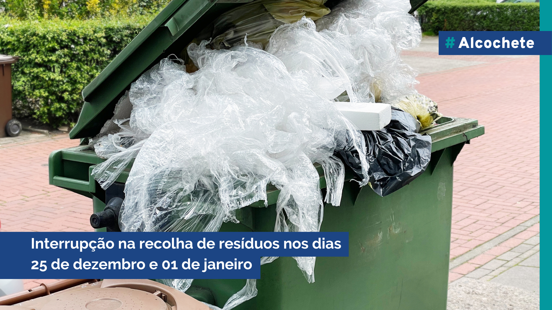 Interrupção de recolha de resíduos nos dias 25 de dezembro e 01 de janeiro