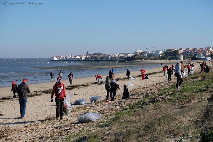 Mais de cem voluntários limpam praia de Alcochete
